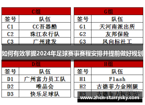 如何有效掌握2024年足球赛事赛程安排并提前做好规划